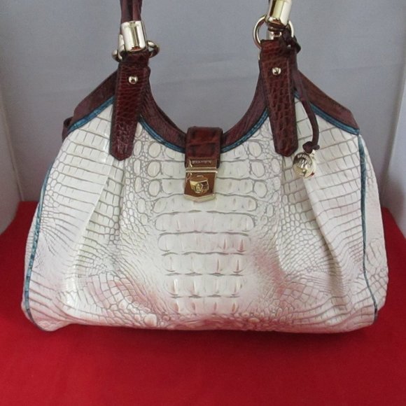 Brahmin Elisa Pearl Presley Embossed Leather Satchel - Picture 9 of 16